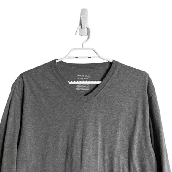 Nordstrom Men's Shop Gray V-Neck Long Sleeve T-Shirt - Picture 2 of 6